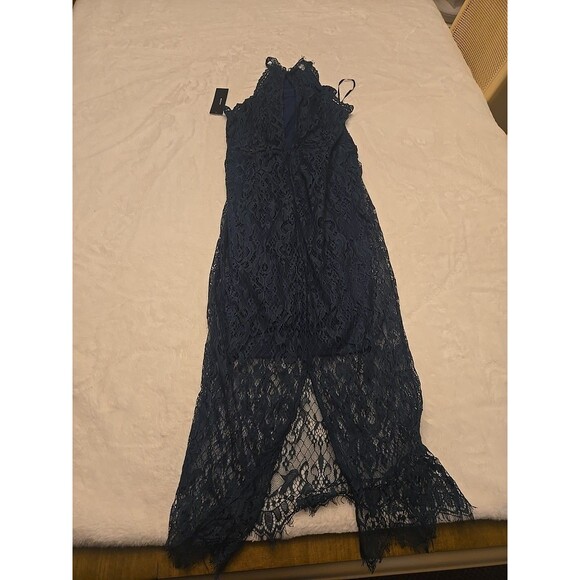 NWT Lulus Kiss Me at Midnight Forest Green Lace Sheath Dress Size Small Party - Picture 9 of 15